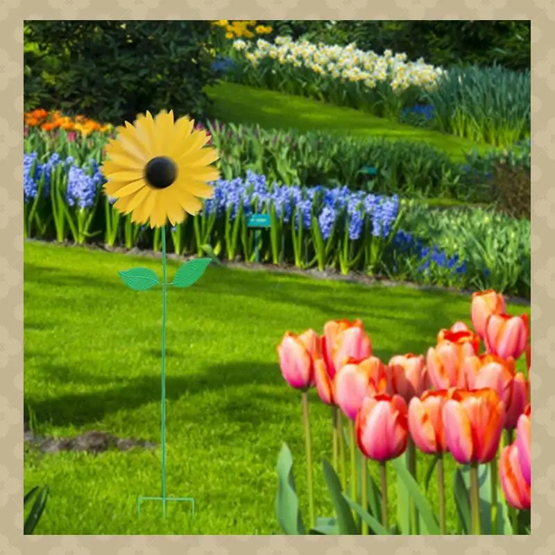 

ABST Подсолнух Ветряная мельница 75 см/29,5 дюйма Металлическая подсолнечная ветряная мельница Ветряная мельница для газона, сада, двора, винтажный металлический подсолнух