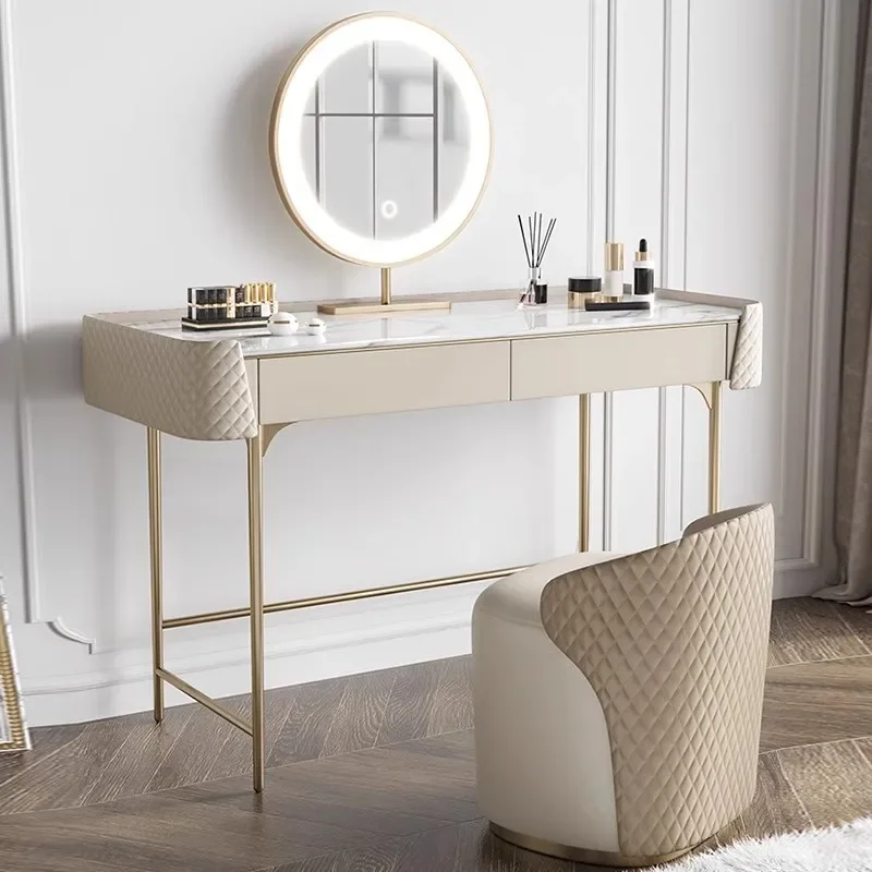 

marble dresser high-end storage cabinet Nordic network red ins wind bedroom rock board makeup table