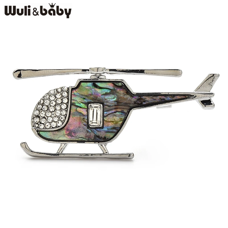 

Wuli&baby Abalone Shell Helicopter Brooches For Women Men Lovely Alloy Airplane Party Casual Brooch Pins Gifts