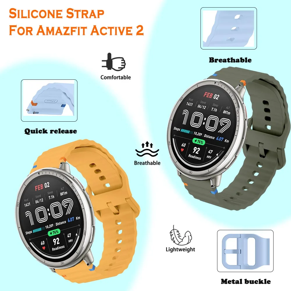 

Мягкий силиконовый ремешок для Amazfit Active 2, спортивный дышащий быстросъемный ремешок 20 мм для часов Amazfit Active 2, аксессуары