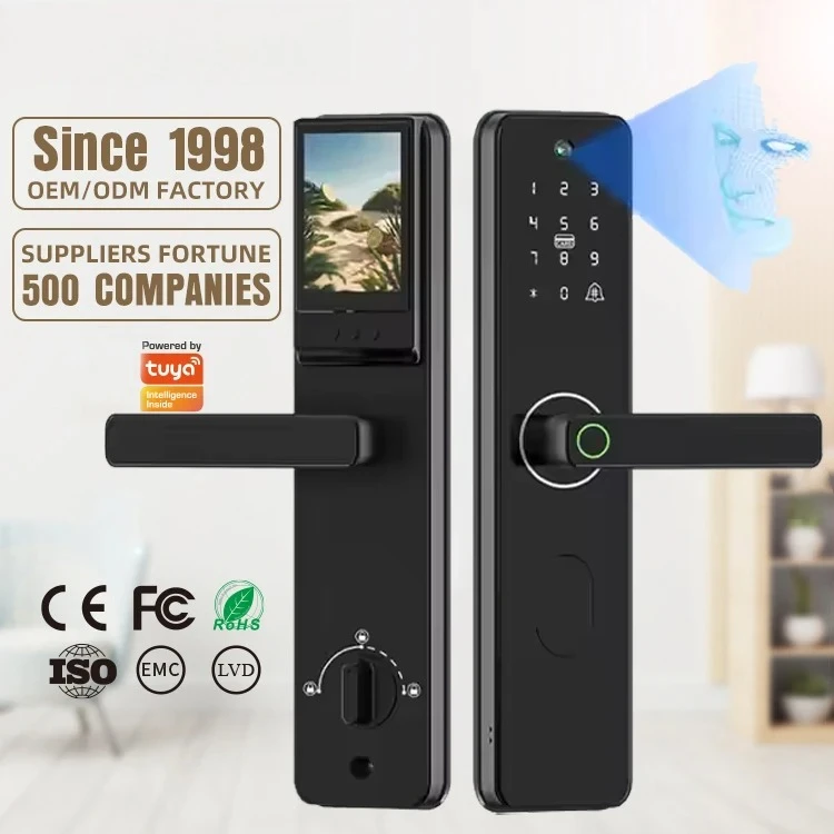 Cerradura Inteligente Para Puerta Fingerprint Fechadura Password Digital Tuya Wifi Video Smart Door Lock With Camera