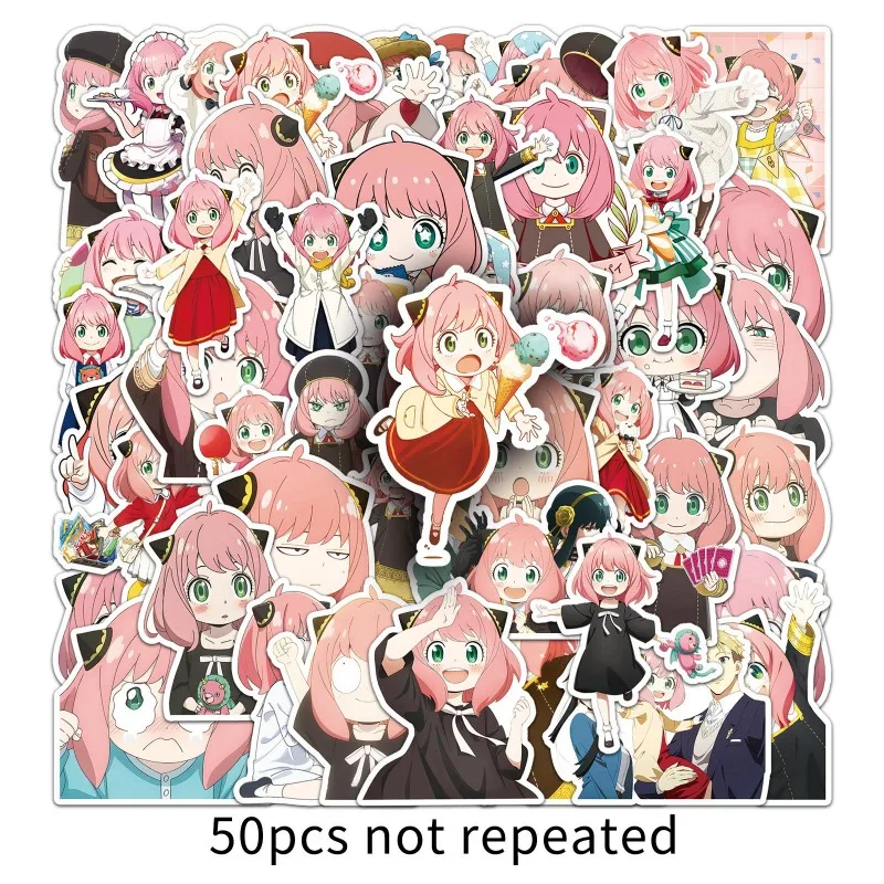 50 ชิ้นญี่ปุ่นอะนิเมะสายลับเล่นบ้าน SPY×FAMILY คาวาอิการ์ตูนรูปแบบสติกเกอร์ของขวัญขนาดเล็ก