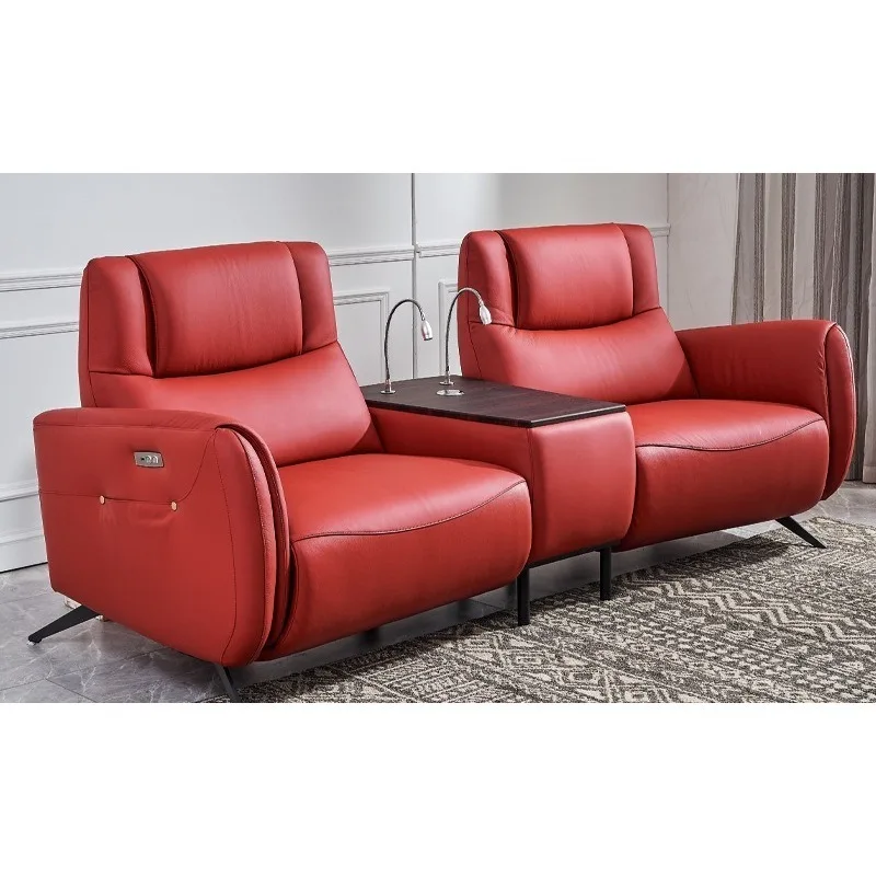 Leather art functional sofa, carrying multi-functional coffee table reading lamp Italian minimalist adjustment angle intelligent
