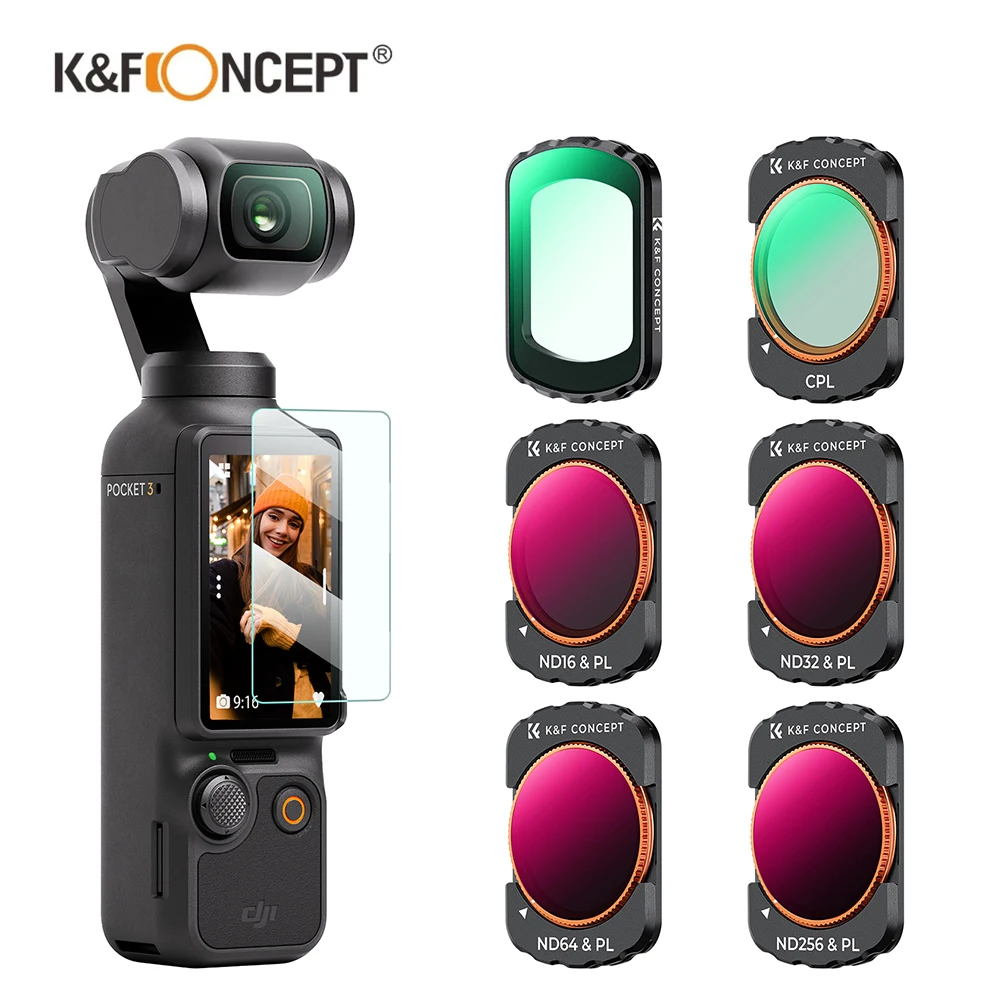 K&F Concept Magnetic UV/CPL/ND&PL Filter Set（CPL ND16&PL ND32&PL ND64&PL ND256&PL）with 28-Layer Coatings for DJI Osmo Pocket 3