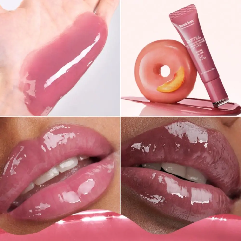 Pearlescent Color Donut Lip Gloss Hydrating Shimmer Lip Glaze Moisturizing Plump Glossy Lip Makeup Daily Makeup