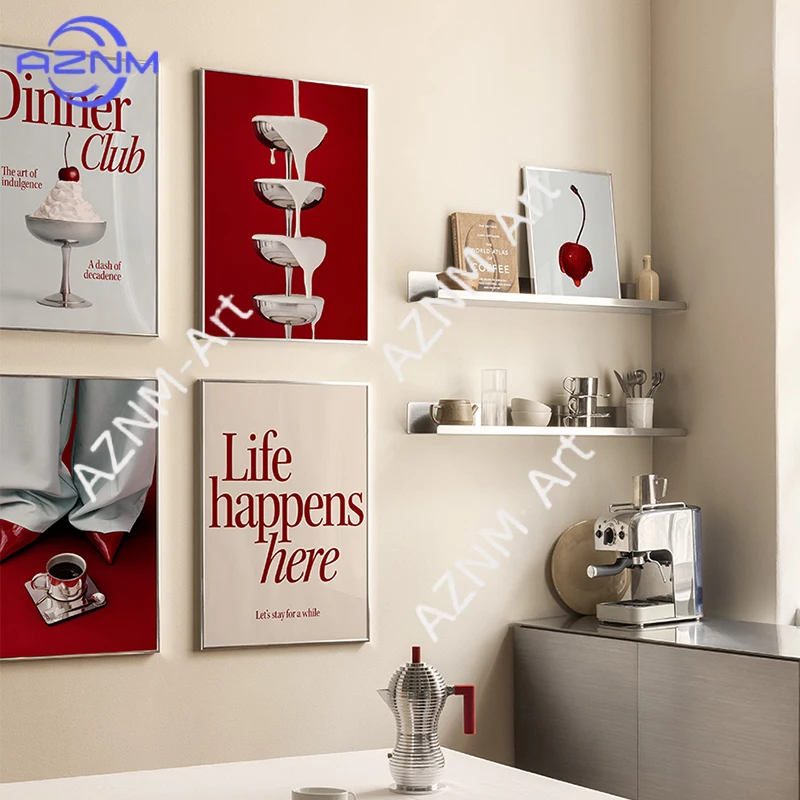 Red High Heels Cherry Decorative Print Wall Painting Quote Poster Art Canvas Painting Modern Living Room Picture Bed Bar Hallway