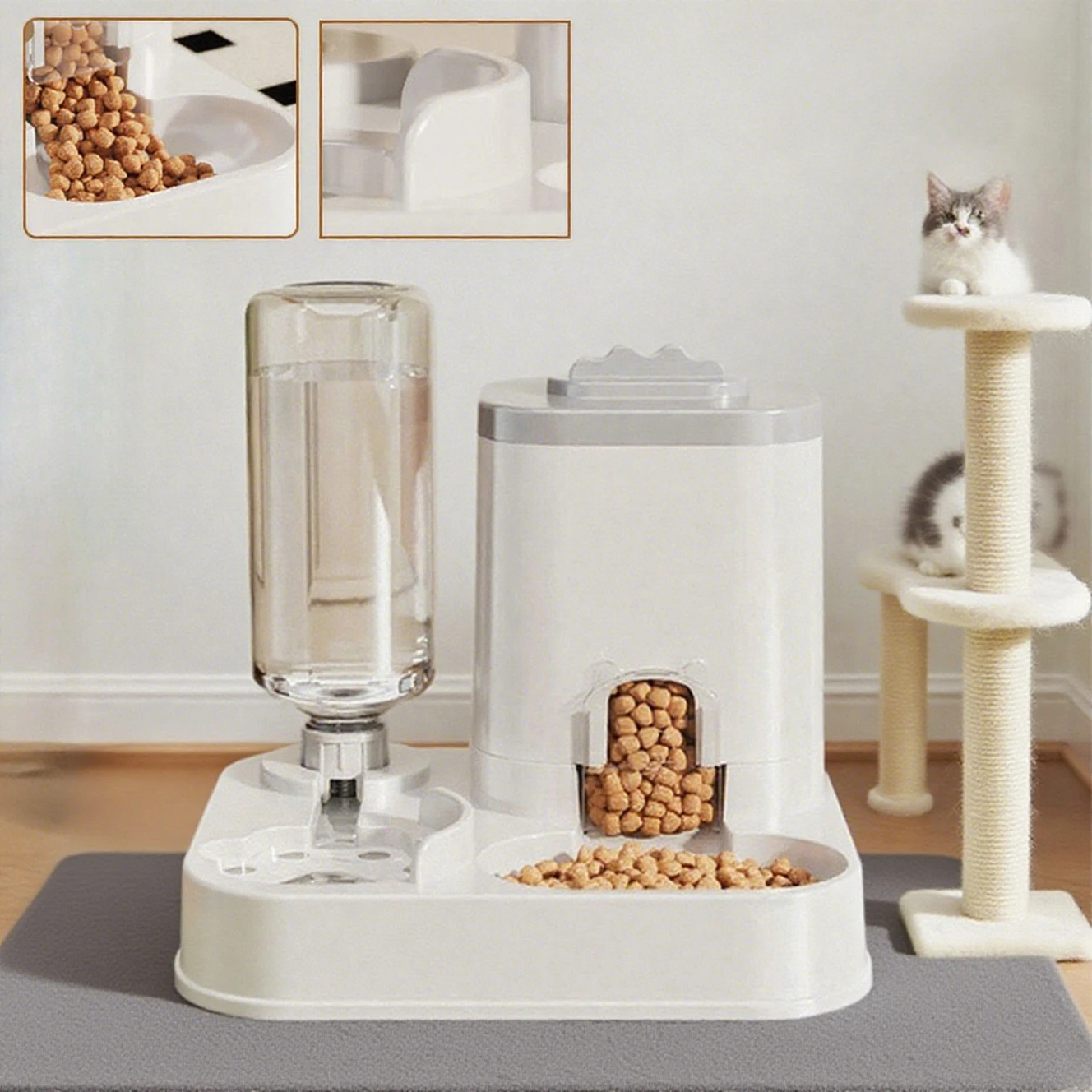 

Automatic Cat & Dog Water Dispenser with Integrated Food Basin - 1-10L,No Batteries Needed,Automatic Pet Feeder One-Piece Design