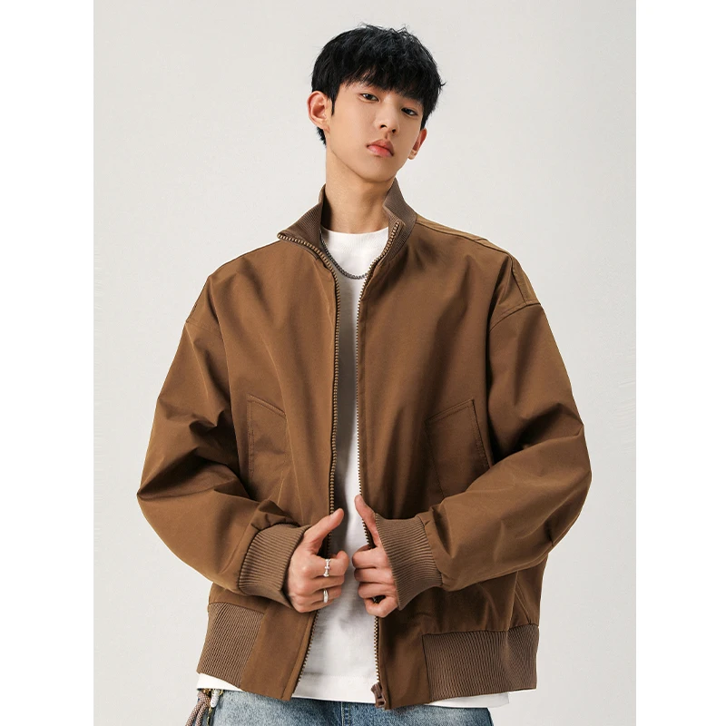 

Men's Flight Jacket - Clean-Fit Stand Collar (Khaki/Black/Navy) M-5XL Loose Fit Bomber Style 2025 Autumn Casual Outerwear