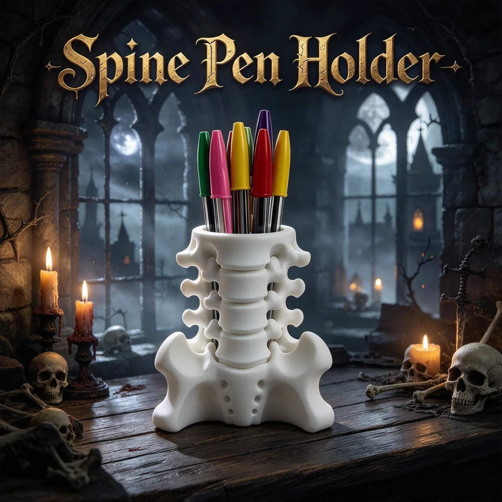 3D Printed Human Spine Pen Holder Unique Anatomy Spine Pencil Container Medical Students Office Desk Decor Stationery Organizer