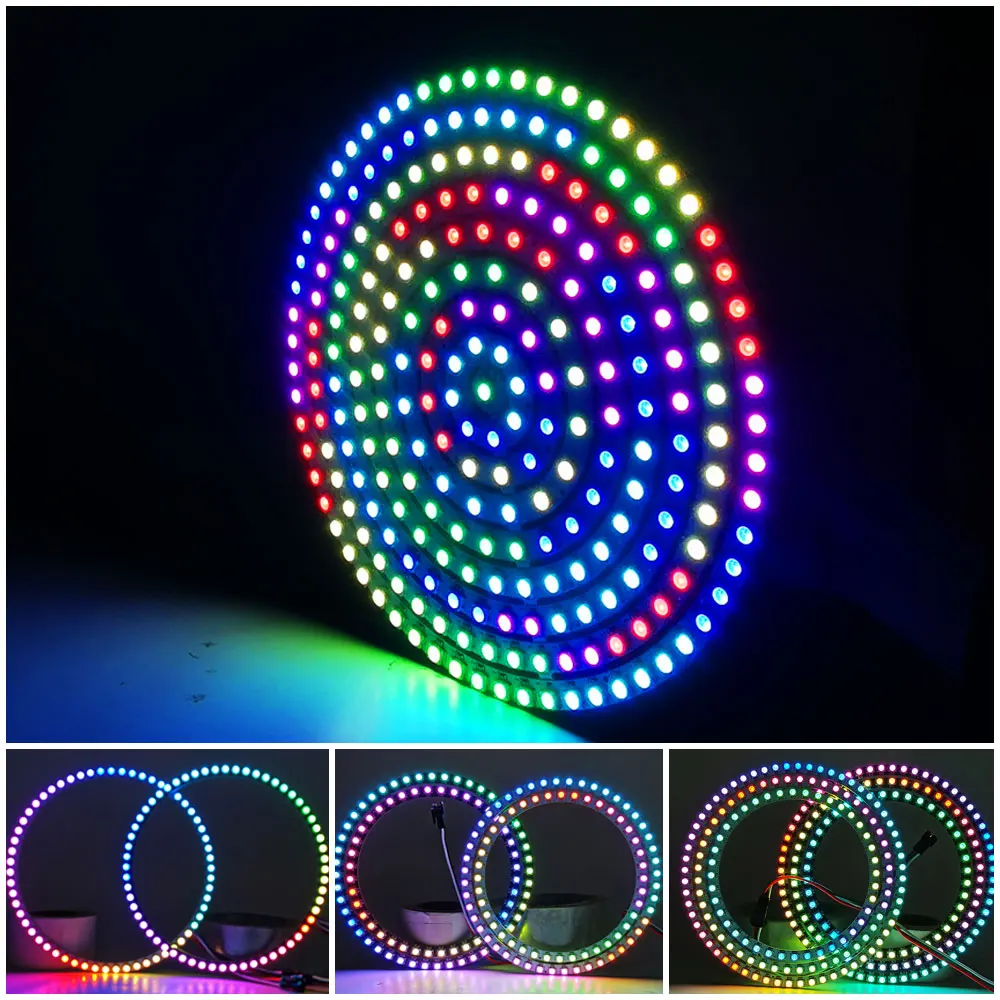 Anillo LED RGB WS2812B WS2812, módulo redondo a todo Color direccionable individualmente, 60/88/93/148/181/241 píxeles, luz circular 5050 DC5V