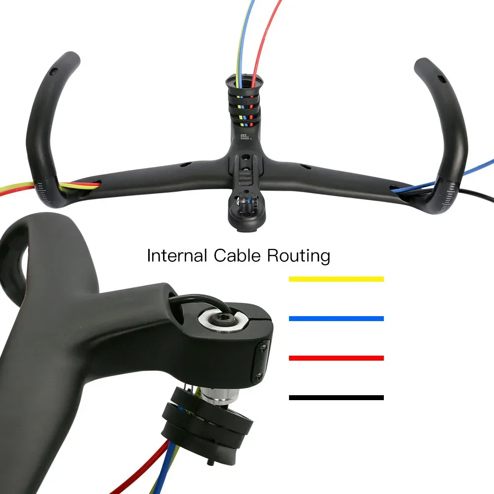 Original Logo Carbon Fiber Road Bicycle Handlebar with Full Internal Routing Cable 1:1 Integrated Design 90-120x400-440 Size