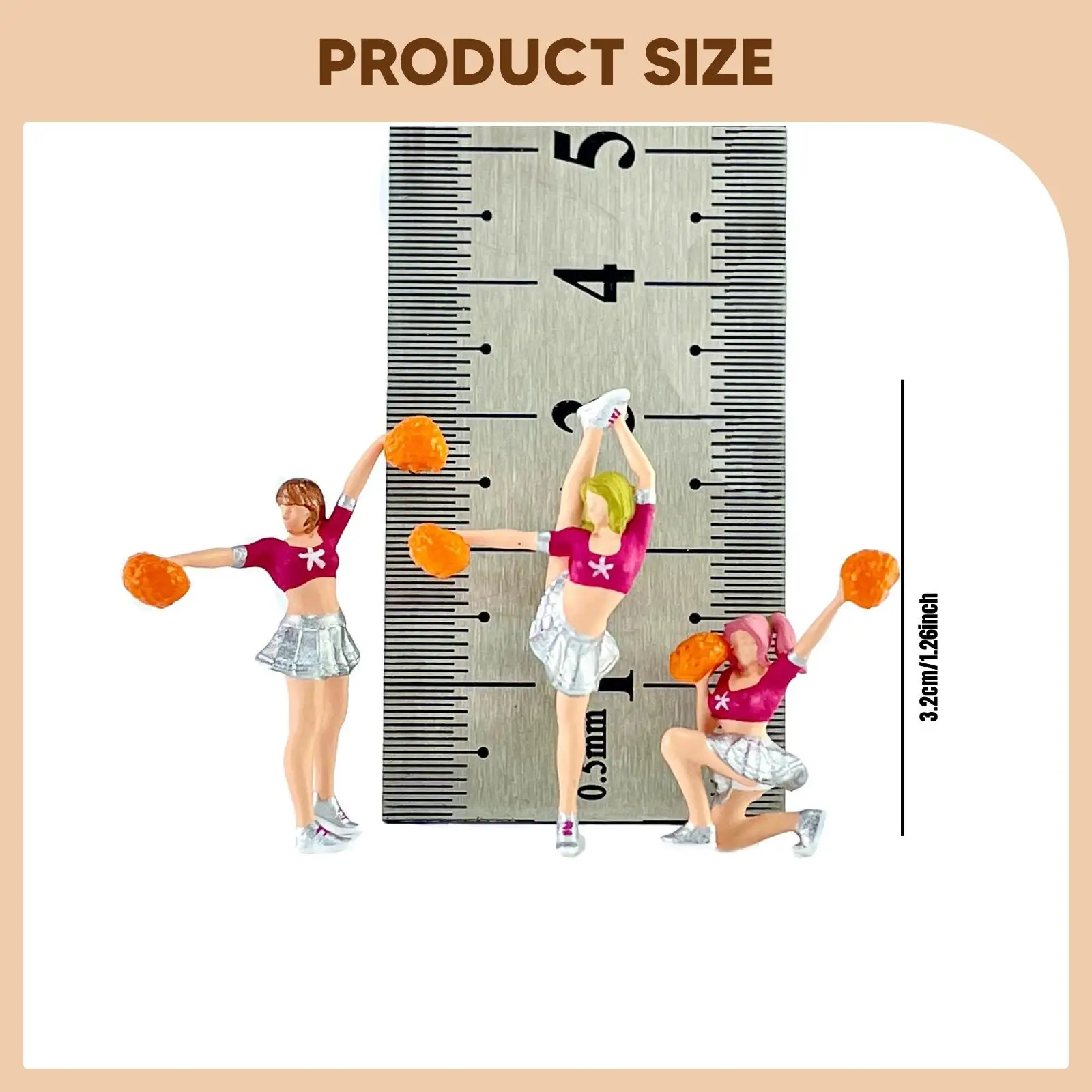 

3x 1/64 Cheerleader Figures Miniature Persons Photo Props Mini Trendy Resin Figurines Layout Decor People Figures Mini Models