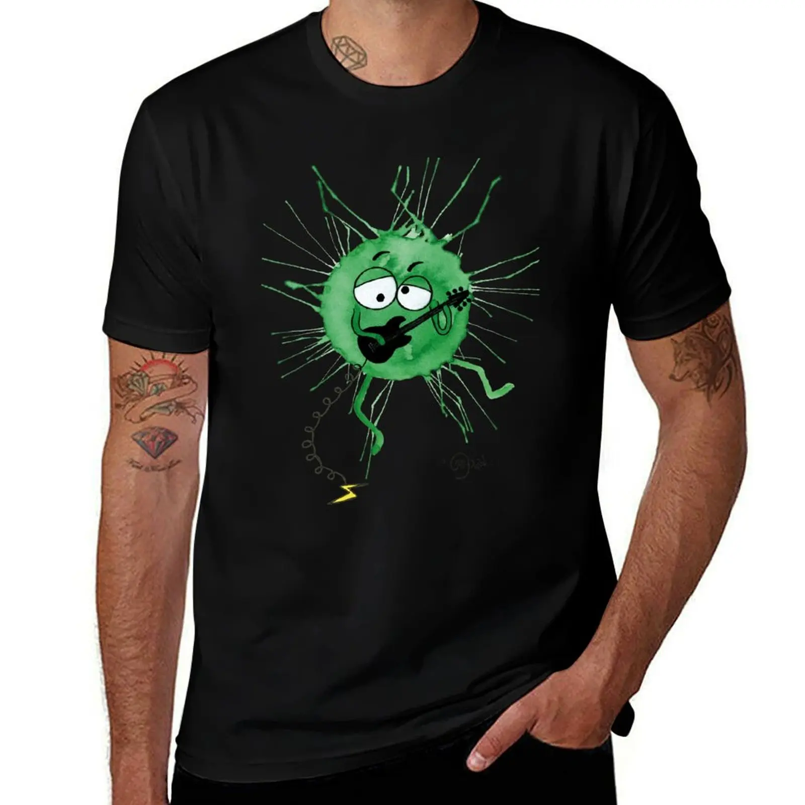 Green Electric Guitar Puffball T-Shirt anime figures new edition t shirts for men