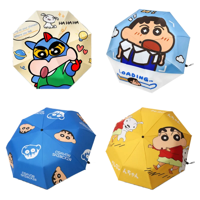 Bandai Crayon Shin-chan Fully Automatic Vinyl Folding Umbrella Dual-purpose Manual Cartoon Folding Umbrella Sunscreen UV UPF50+