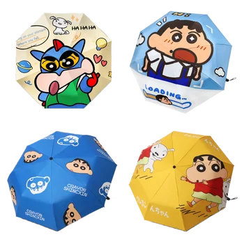 Bandai Crayon Shin-Chan ร่มพับไวนิลอัตโนมัติแบบ Dual-Purpose Manual ร่มพับการ์ตูนครีมกันแดด UV UPF50 +