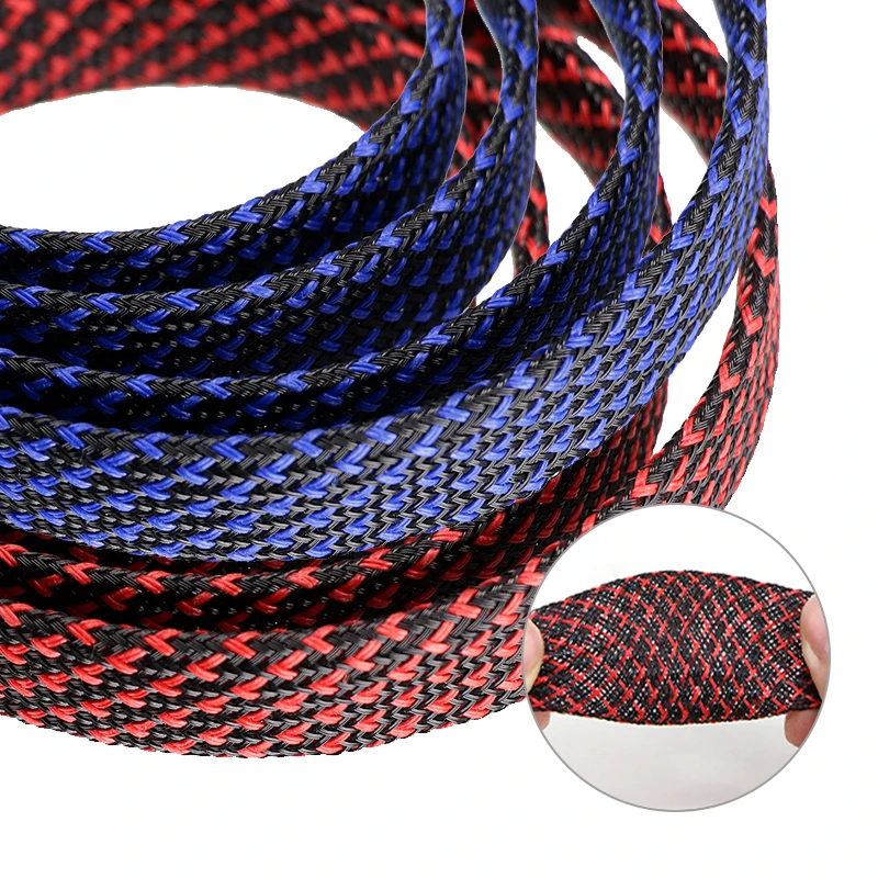 3/5/10m PET Insulated Cable Sleeve Expandable Sheath 2/4/6/8/10/12/14/16 ~40mm Protect Wire Wrap High Density Braided Sleeving