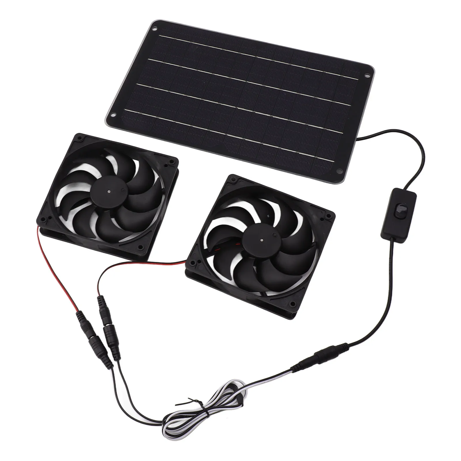 20W Solar Fan 20W Solar Powered  Fan 12V Efficient Energy Saving Solar Panel Fan Kit with Switch for RV Greenhouse Pet Home