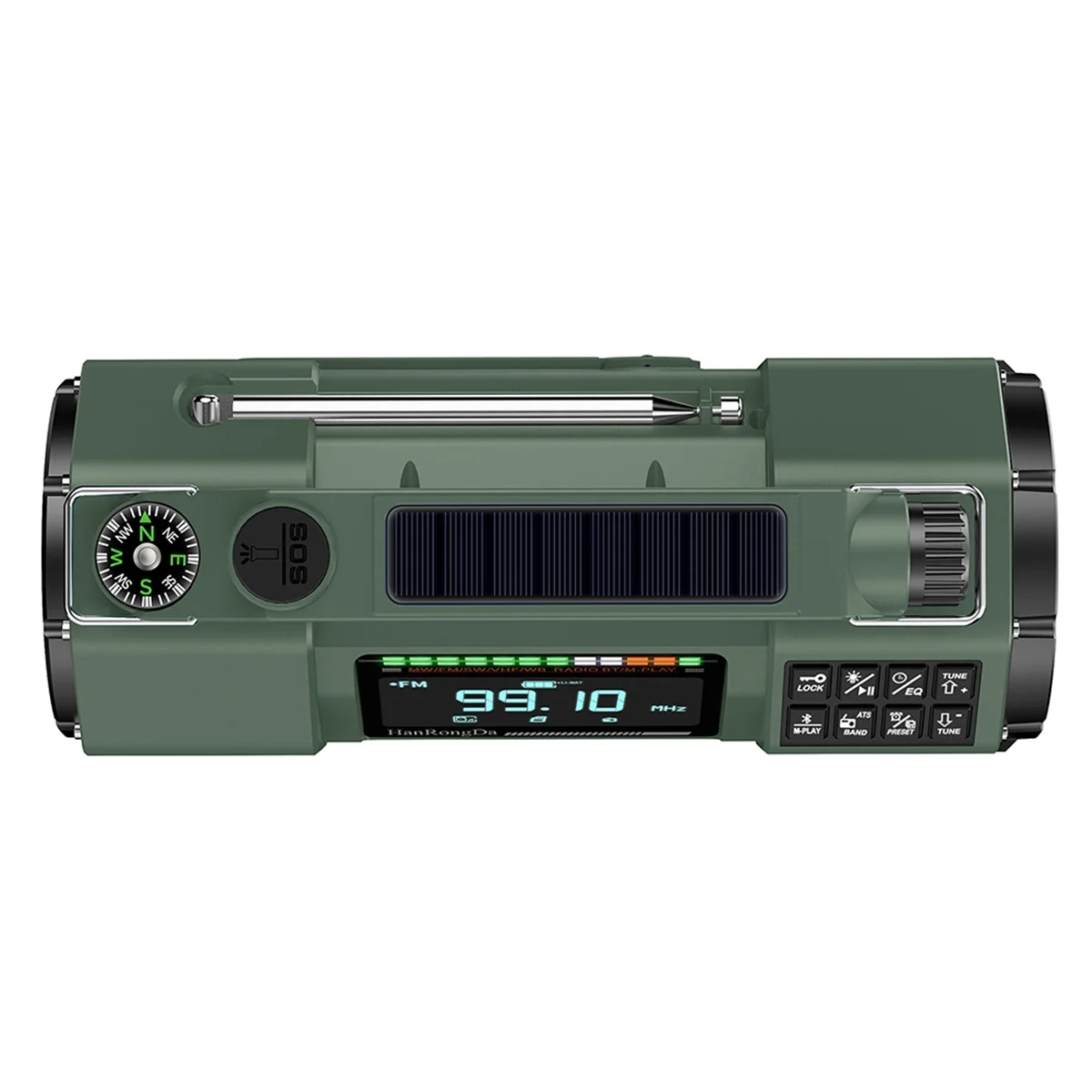 M86K جديد -908 راديو كرنك اليد بالطاقة الشمسية كامل النطاق إضاءة الطوارئ المتكلم FM/MW/SW/VHF/ SOS راديو B #1