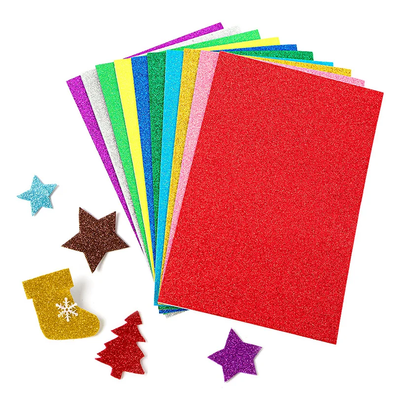 10sheets Adhesive Glitter Paper Color EVA Foam With Sticky Back Colorful Sponge Board Foamy  Handmade Diy Craft Decor Supplies