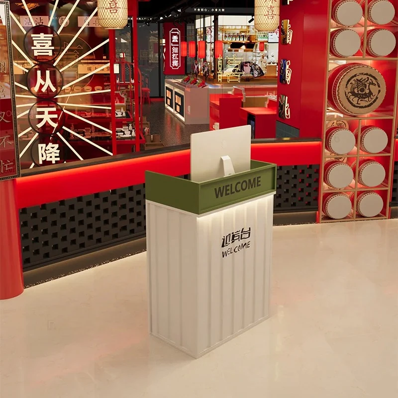 Cream Wind Information Desk Wrought Iron Bar Hot Pot Catering Clothing Store Container Small checkout page Welcome reception