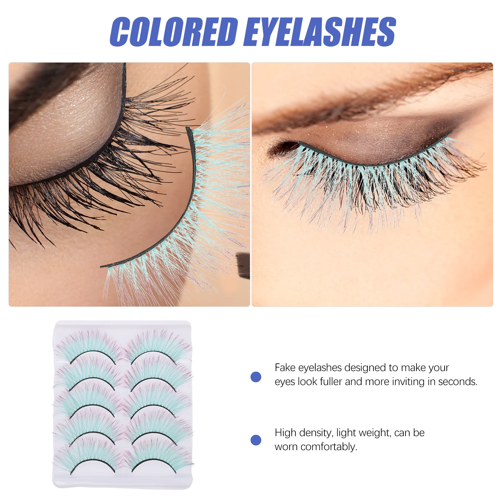 

5Pairs Colored Eyelashes 3D False Lashes Eye Makeup Fancy Dress Parties Cosplay Halloween Stage Performance Colored Eyelashes