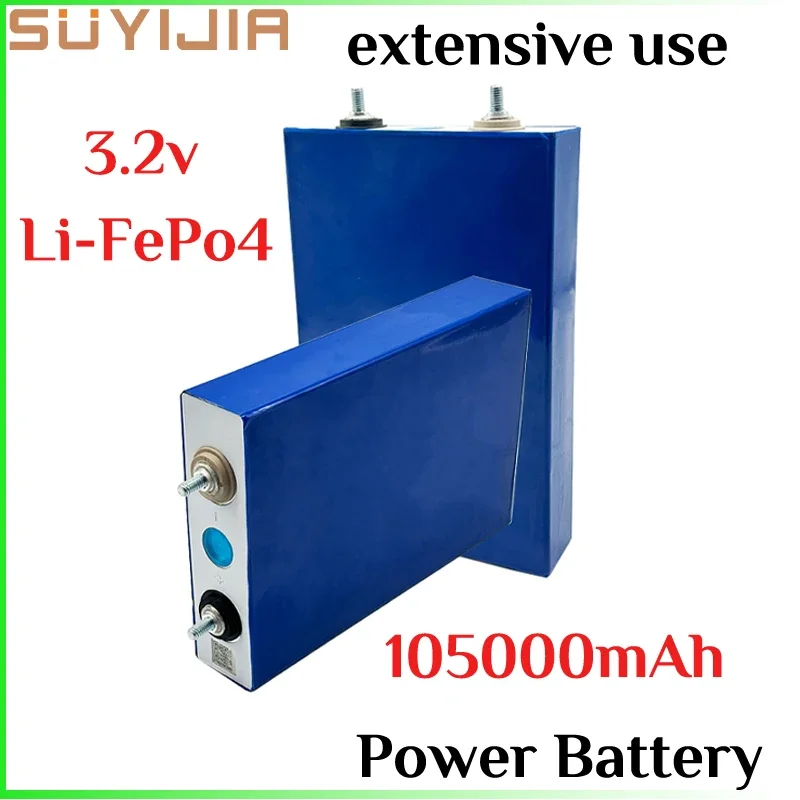 3.2V 105Ah Battery Large Monomer Lithium Iron Phosphate LiFePO4 12V Motorcycle Electric Vehicle Solar Inverter Boat Power Supply