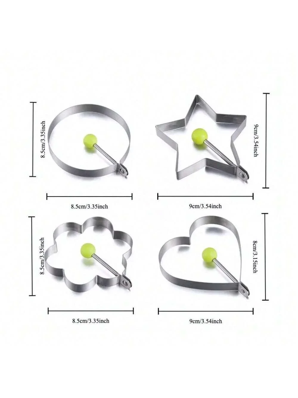 

Stainless Steel Egg Pancake Mold Set - Non-Stick Cooking Rings With Handle For Frying Pan - Cute Shapes Egg Maker Tool For Brea