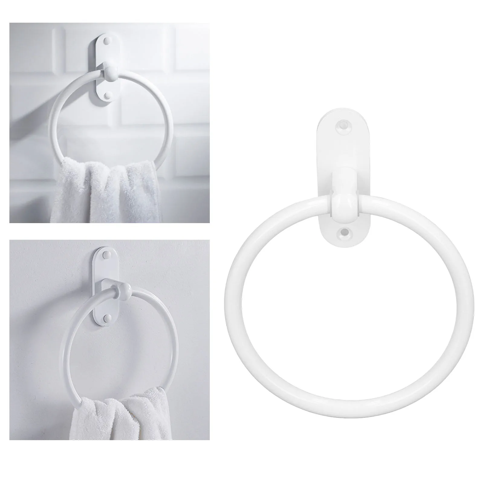 

Bathroom Towel Holder Aluminium Alloy Space Saving White Towels Rack Elegant Style Washroom Hand Towel Rings for Hotel