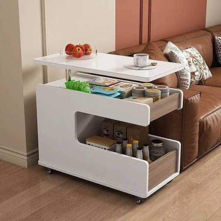 Minimalist Light Luxury Small Apartment Sofa Side Table With Storage Space, Suitable For Apartment Living Rooms