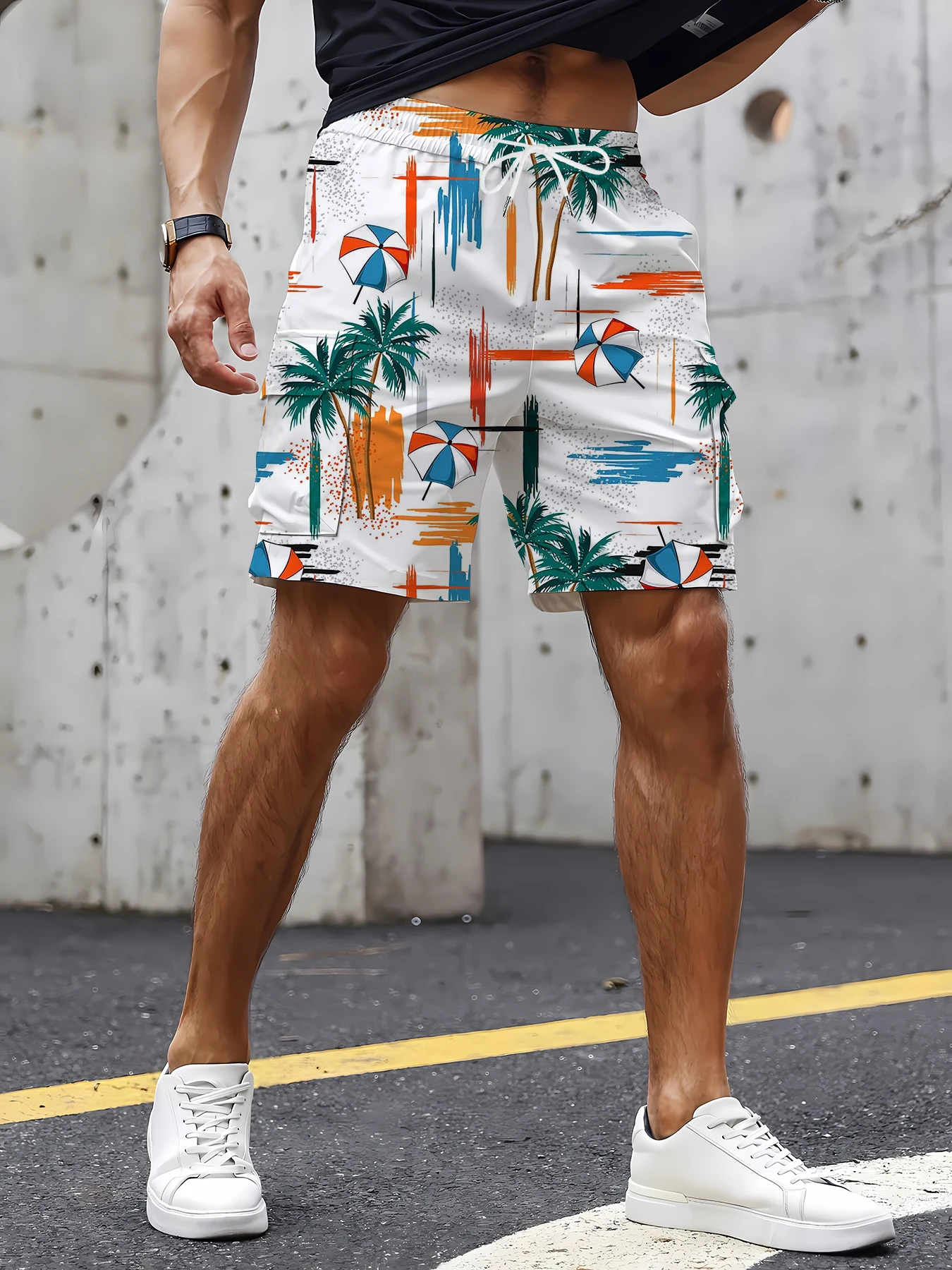 Men's Graphic Printed Multi-Pocket Cargo Shorts Summer Loose Streetwear Hip Hop Casual Shorts