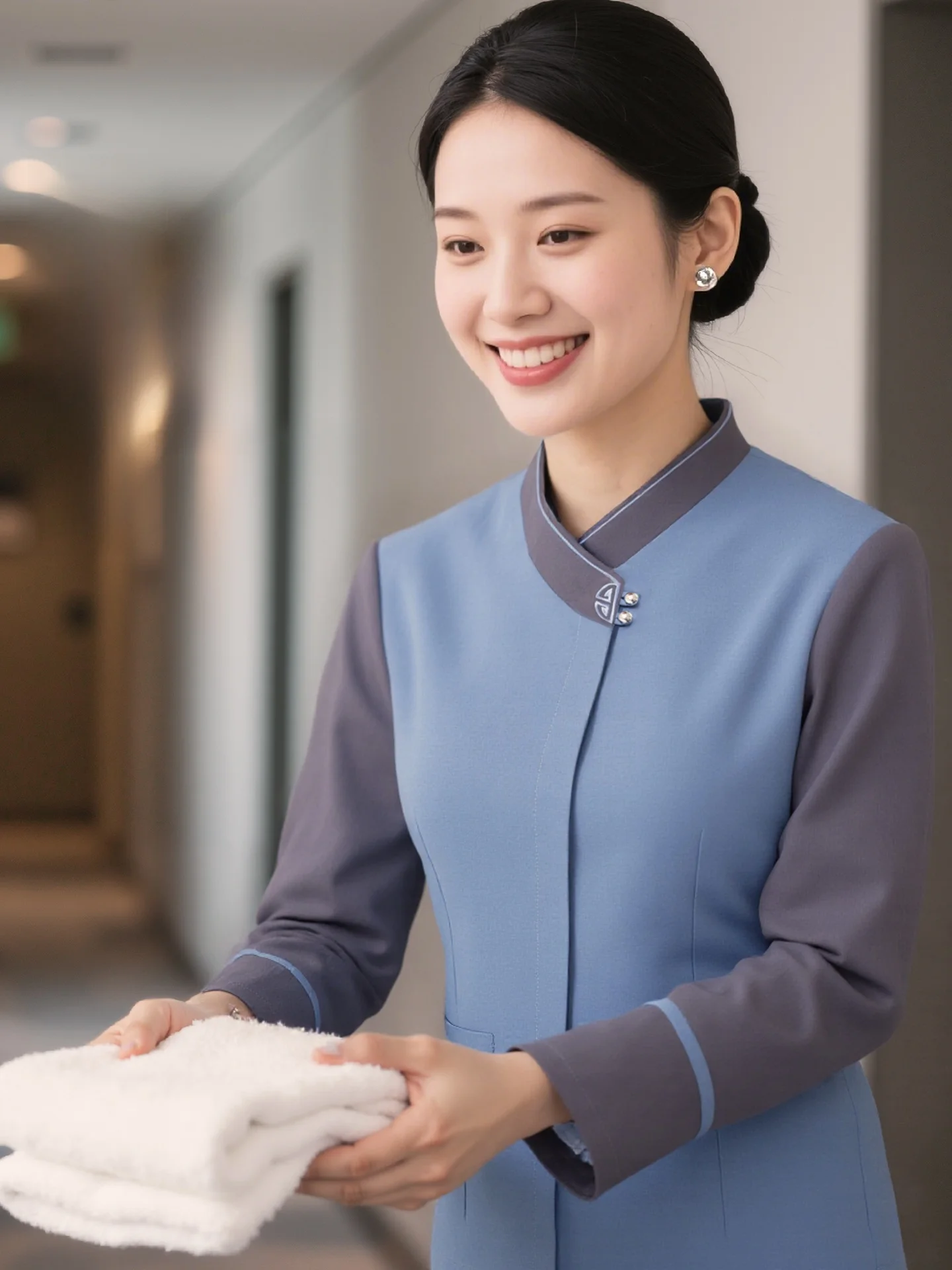 

Long Sve Cleaning orm Set Hotel Room Service Housekee Auntie Workwear Polyester Fiber Straight Cut Sle