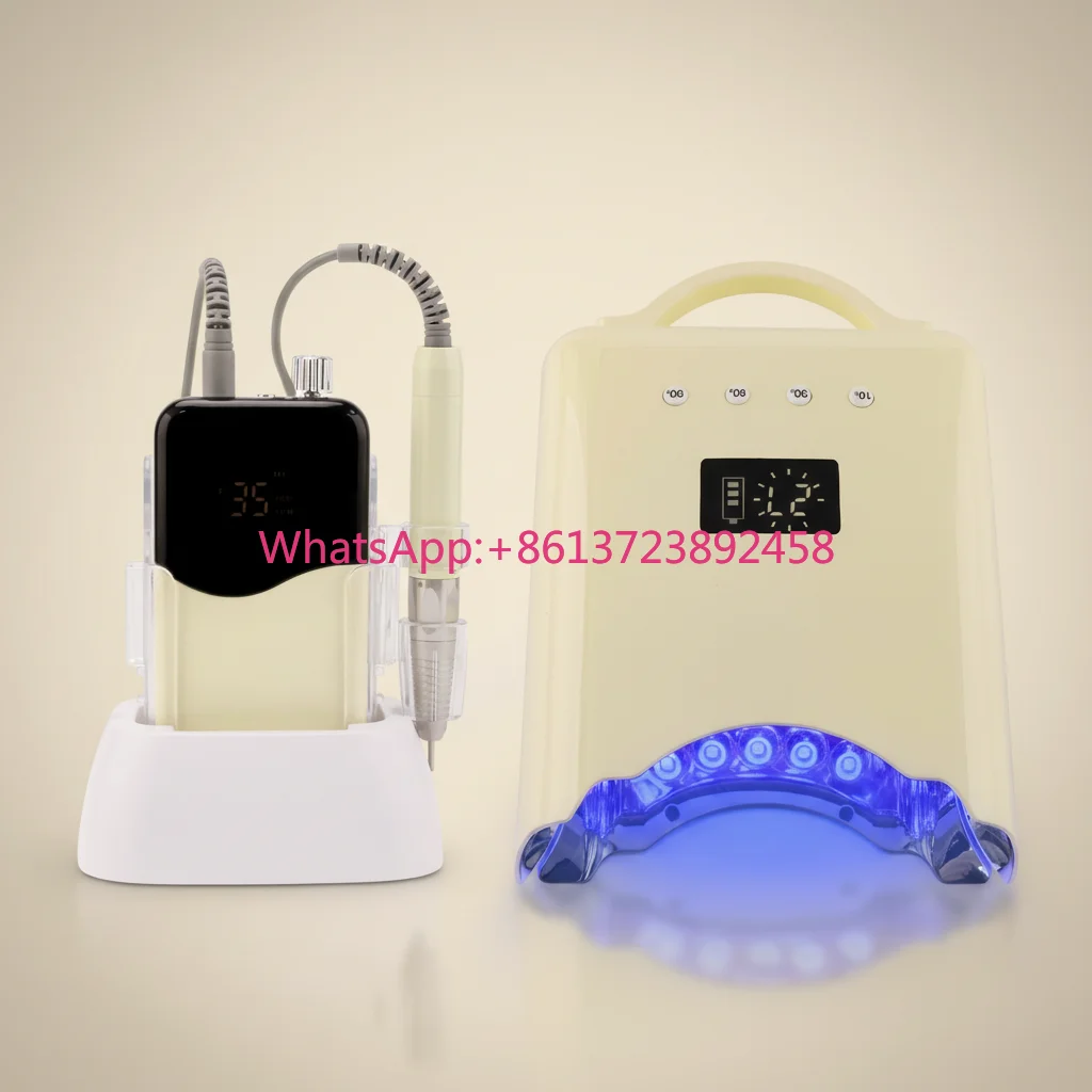 New Light Yellow Manicure Equipment Automatic Nail Dryer Fast Curing Rechargeable Professional UV LED Nail Lamp Nail Salon Set