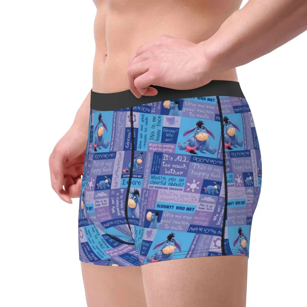 Pooh Bear Eeyore Donkey Man Underwear Cute Cartoon Boxer Briefs Shorts Panties Novelty Breathable Underpants for Male Plus Size