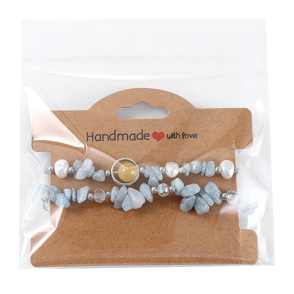 50 Stück Schmuck-Displaykarten aus Kraftpapier/weißem Papier mit der Aufschrift „Handmade With Love“ und 50 Stück transparente OPP-Beutel für die Schmuckverpackung – Detail 4