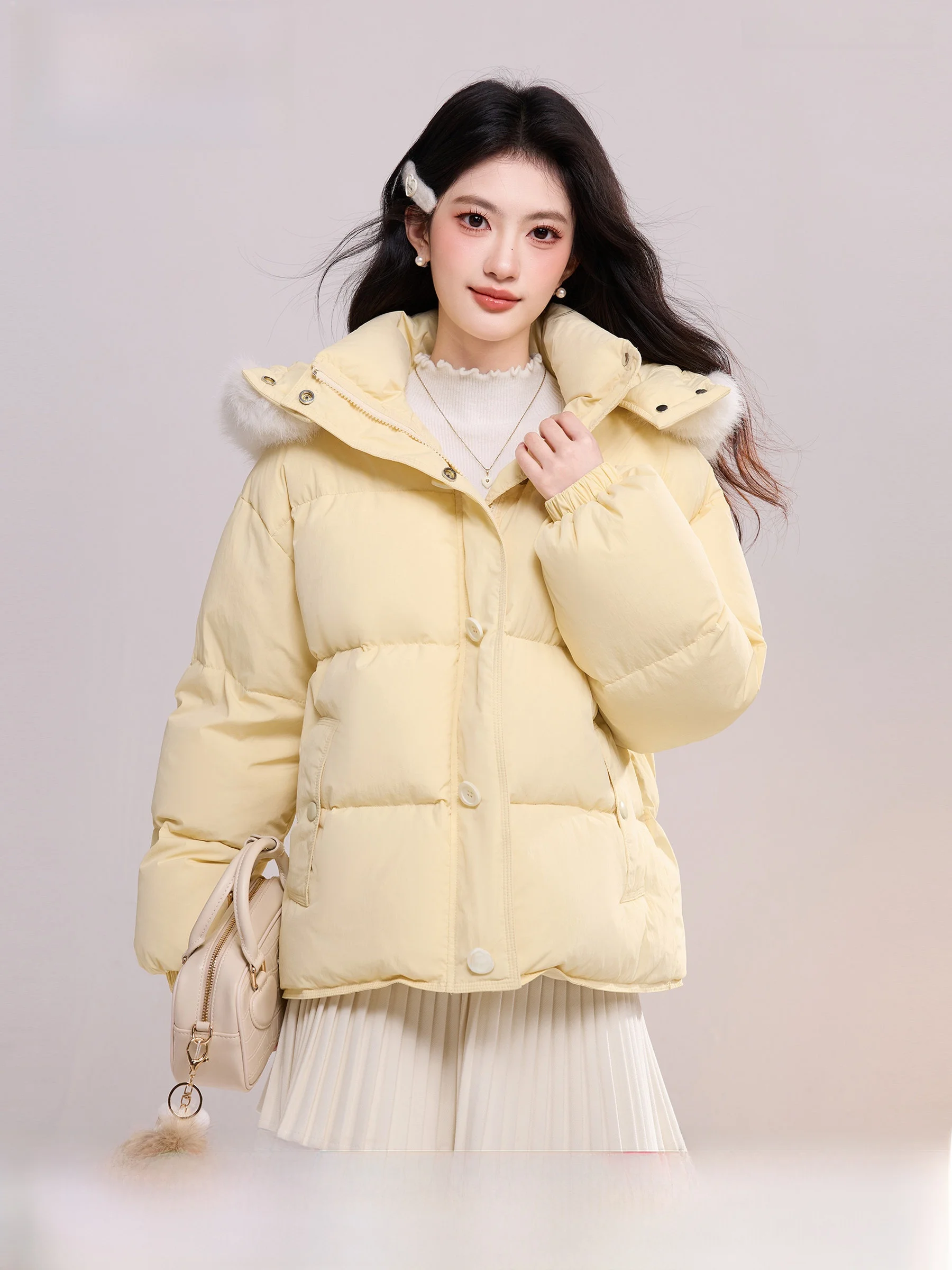 

Warm Yellow ort Puffer Jaet Women's Loose Fit Thiened Winter Outerwear Coat Slimming Sle by Lingjiu 2025 New Arrival