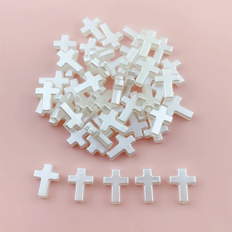 60pcs 12x16mm Plastic White Cross Shape Beads Acrylic Beads Charms Bracelet Pendant For DIY Jewelry Making Accessories