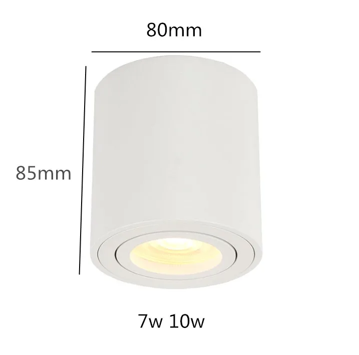 Dimmable LED Round Surface Mount Downlight 7W 10W GU10 Fixture Cylinder Ceiling Down Spot Light Bedroom Lamp AC110V 220V