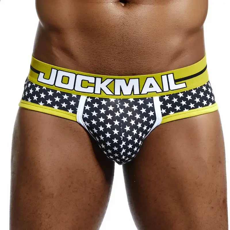 JOCKMAIL Brand Men Underwear Men\'s Sexy Print Briefs bulge pouch men bikini jockstrap Low waist breathable cotton gay underwear