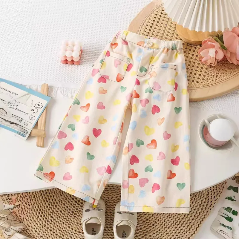 

Korean Children's Clothing Children's Casual Pants Spring Girls All-Match Western Style Straight Loose Spring Pants Trousers New