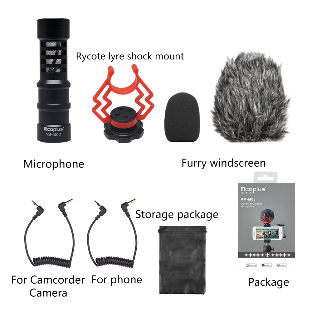 Mcoplus 3.5mm Directional microphone Audio Plug Professional Camera Recording Microphone For Camera DSLR Digital Video Computer