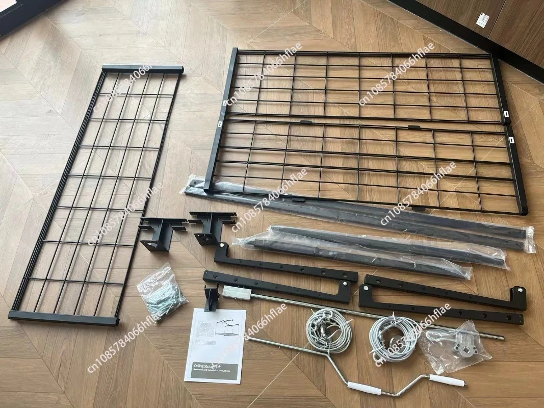 Heavy Duty Ceiling Mounted Storage Lift System for Garage Shed Loft – 250 lb Capacity Space Saving Overhead Rack