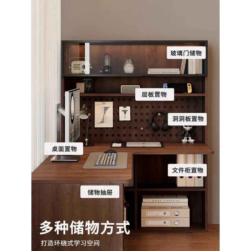 Solid wood corner desk, bookshelf, integrated bedroom, home computer, children's study desk, corner table