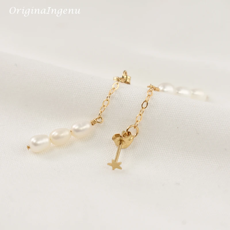 Natural Pearls Earrings 14K Gold Filled Earrings Handmade Drop Earrings Vintage Jewelry Boho Earrings Tarnish Resist Jewelry
