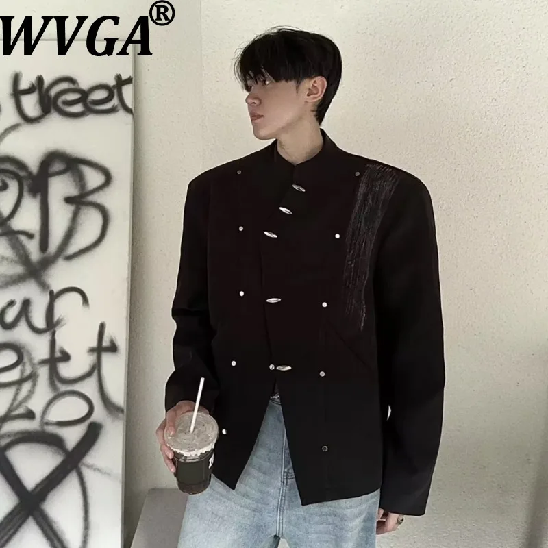 

WVGA Autumn Winter New Men Tide Dark Style Stand Collar Trendy Jackets Niche Chic Casual Long Sleeve Coats Streetwear Ins W17169