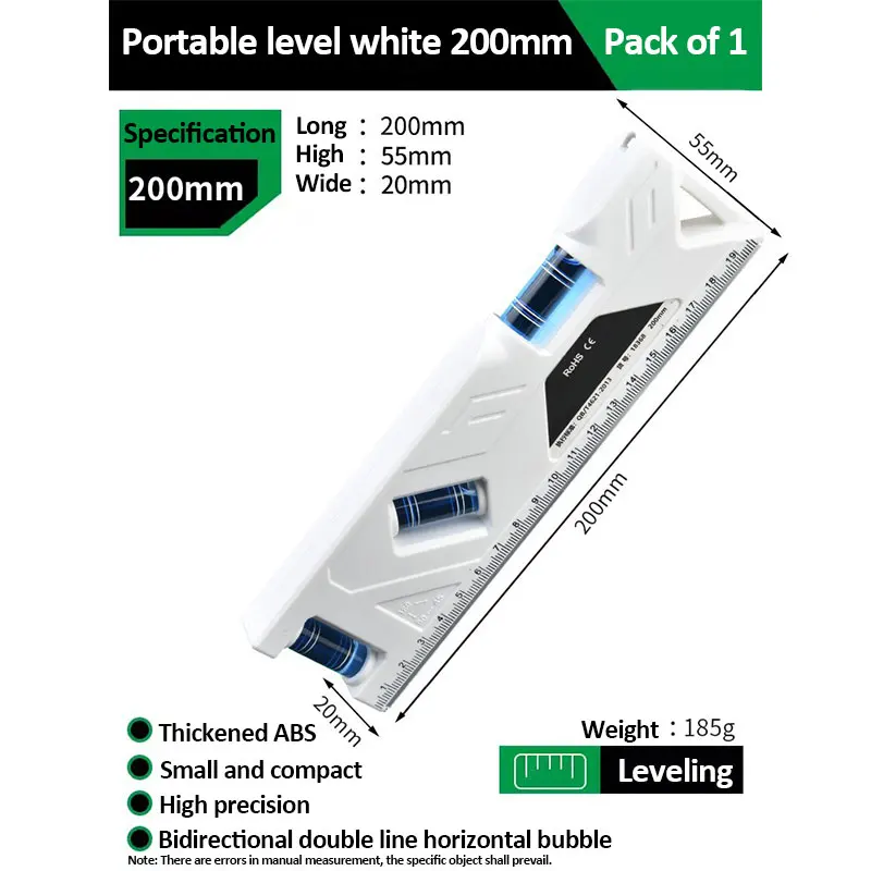 200 MM Drei Wasserwaage Lineal Hohe Präzision Wasserwaage Magnetische Hebel Winkel Gauge Finder Nivellierung Aligner Holzbearbeitung werkzeug