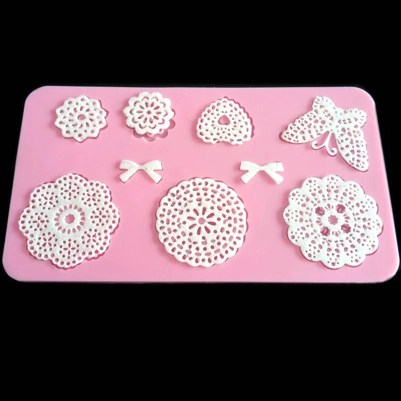 Aomily Lace Flower Butterfly Wedding Cake Silicone Beautiful Flower Lace Fondant Mold Mousse Sugar Craft Icing Mat Pastry Tools