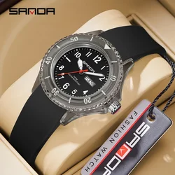 Sanda Brand Electronic Quartz Watch Outdoor Waterproof Simple Calendar Transparent Case Popular Quartz Watch for Children 9062