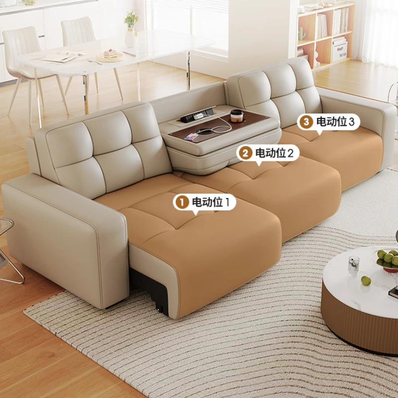 Sofás de lujo de cuero genuino, cama minimalista reclinable, sofá moderno italiano, suelo de 3 plazas, Divano Soggiorno, muebles para sala de estar