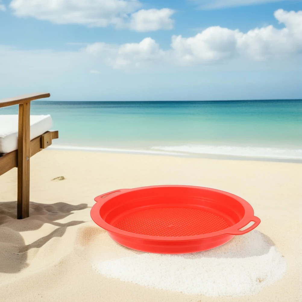 4 PCS Children's Beach Screen Outdoor Toys Sand Sifters Sieve Hourglass Red Plastic