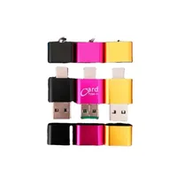 1pcs 3in1 Card Reader Universal 3 In1 OTG Type-C Card Reader USB 3.0 To 2 Slot TF SD for Phones PC Light